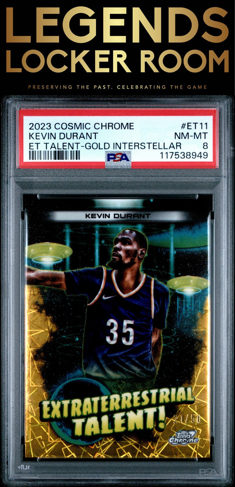 2023 Topps Cosmic Chrome Extraterrestrial Talent Kevin Durant Gold PSA 8