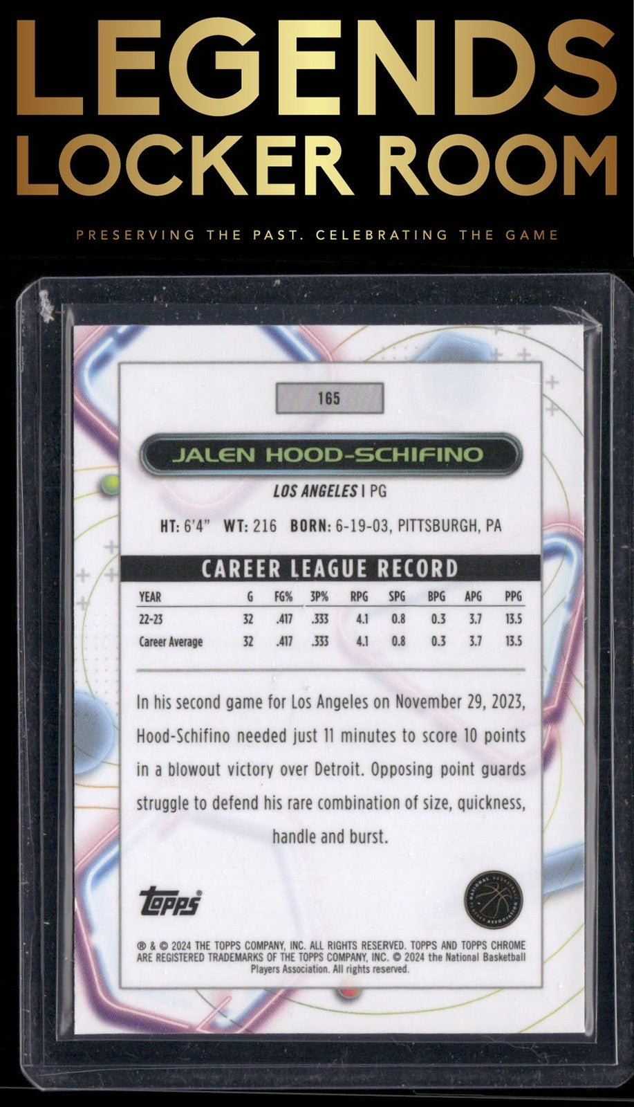 2023-24 Topps Chrome Cosmic #165 Jalen Hood-Schifino Pink Galaxy Refractors