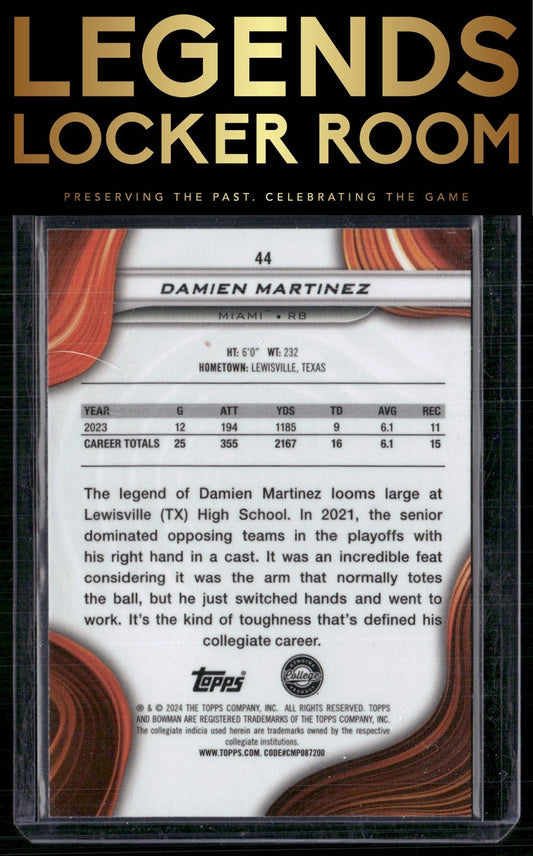2024 Bowman University Best Damien Martinez Green Mini Diamond Refractor /99