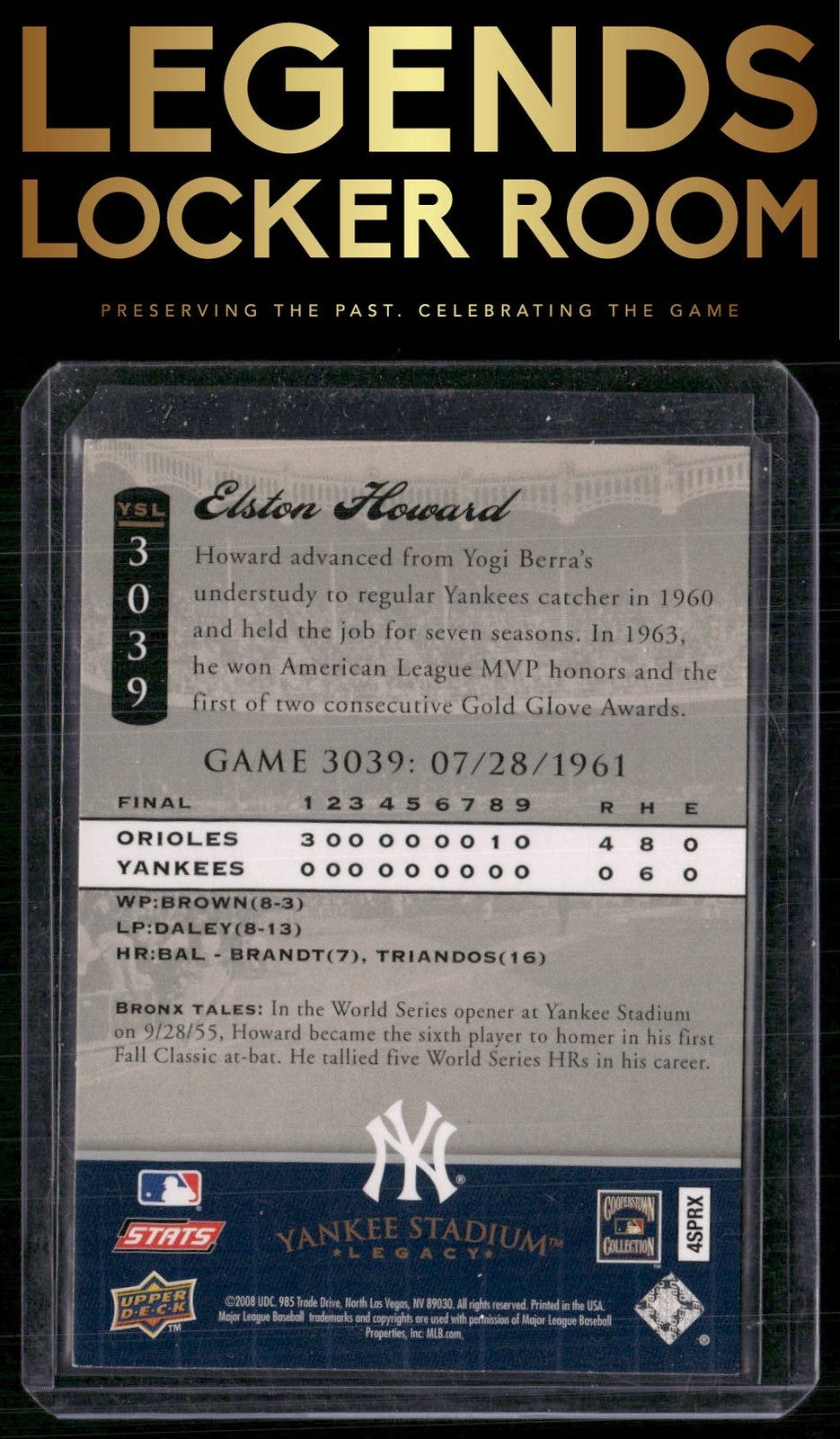 2008 Upper Deck Yankee Stadium Legacy #3039 Elston Howard