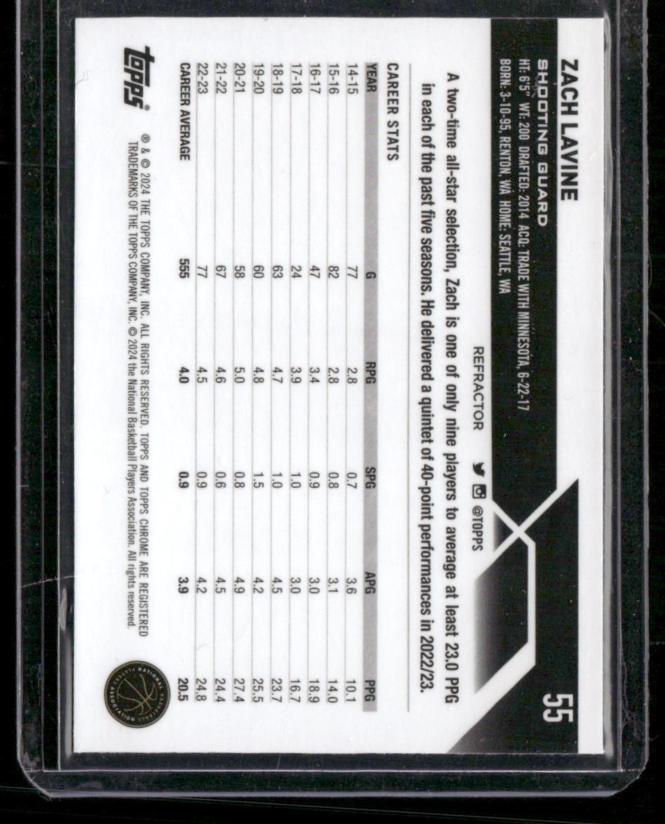 2023-24 Topps Chrome #55 Zach LaVine Prism Refractors