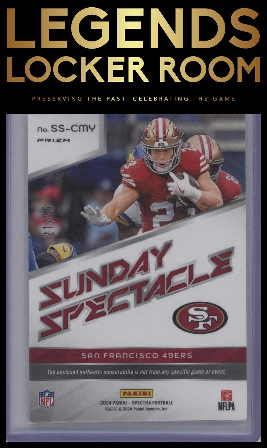 2024 Panini Spectra #SS-CMY Christian McCaffrey Sunday Spectacle Meta #/25