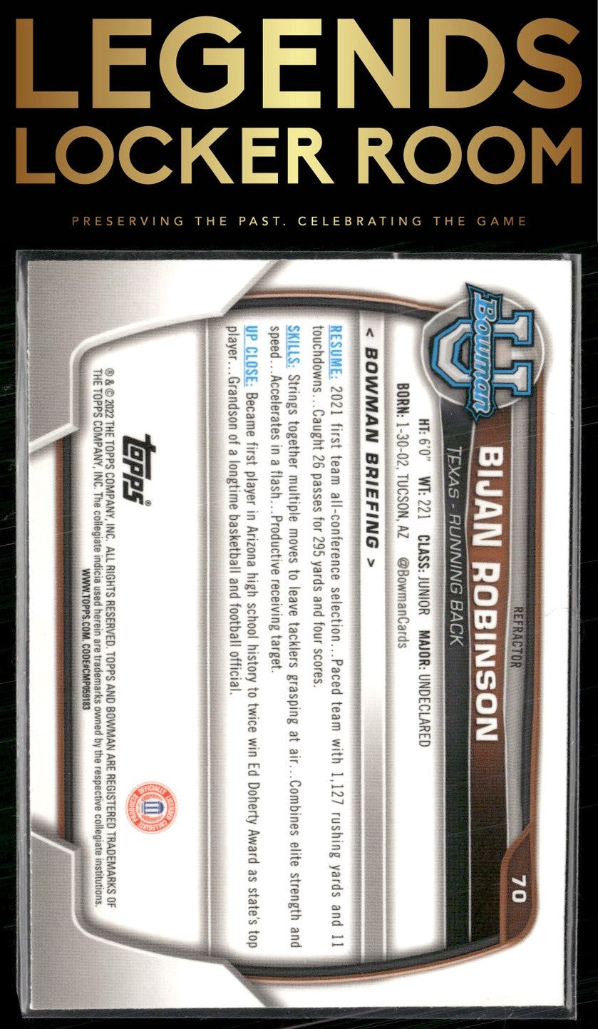 2022 Bowman University Chrome #70 Bijan Robinson Refractor