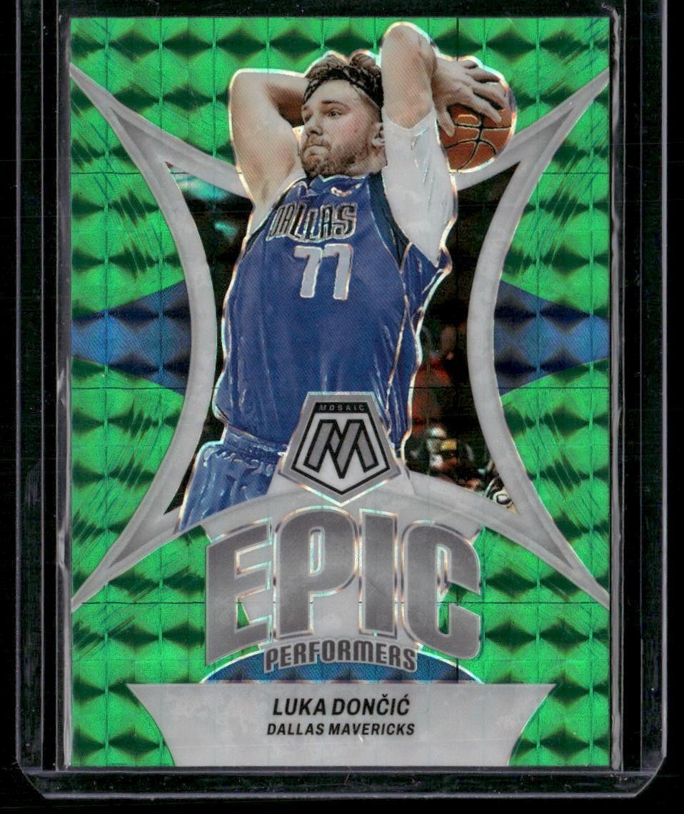 2023-24 Panini Mosaic #9 Luka Doncic Epic Performers Mosaic Green