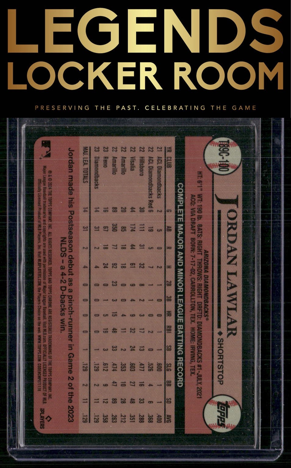 2024 Topps Jordan Lawlar 1989 Topps Baseball 35th Anniversary Chrome