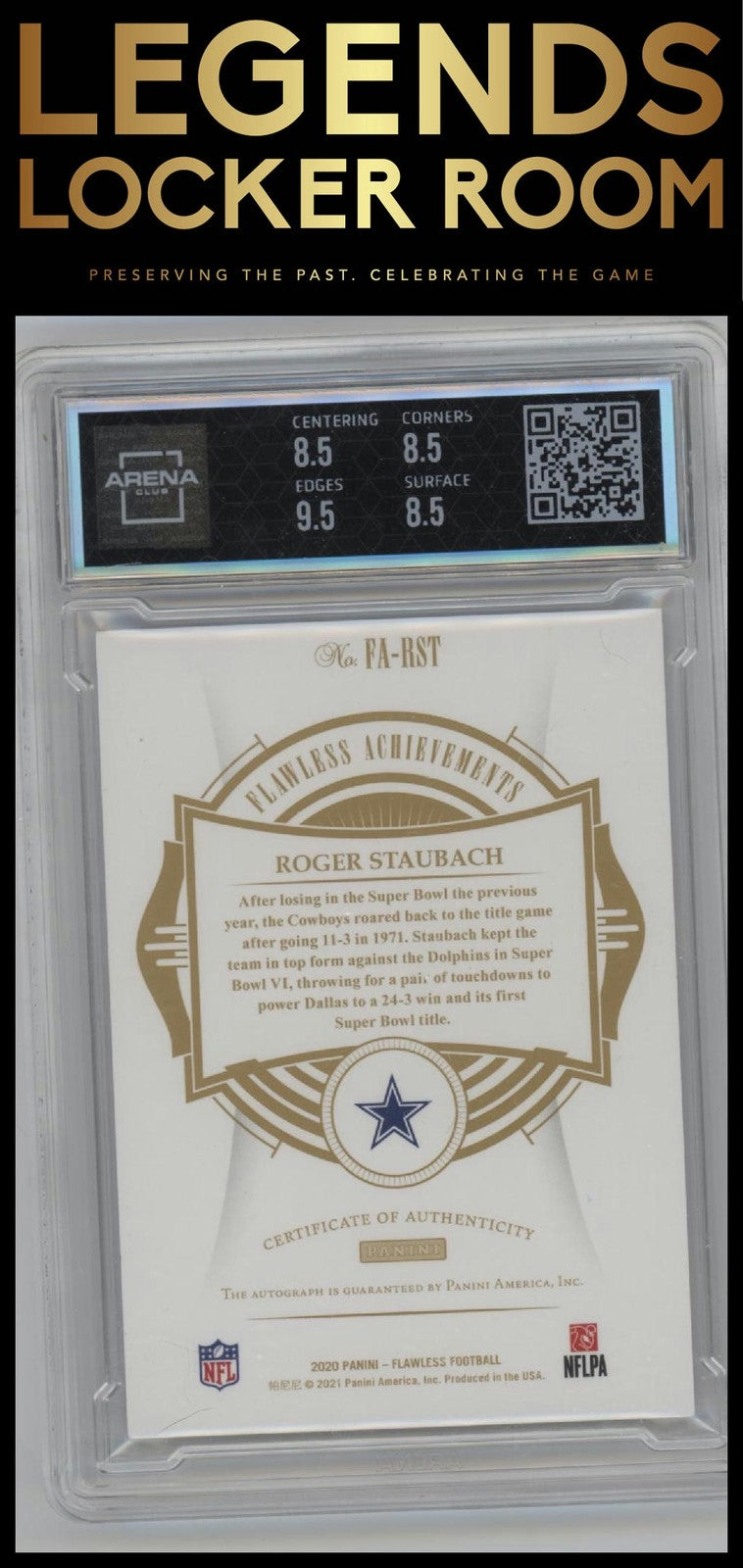 2020 Panini Flawless Roger Staubach Flawless Achievements Ruby #/5