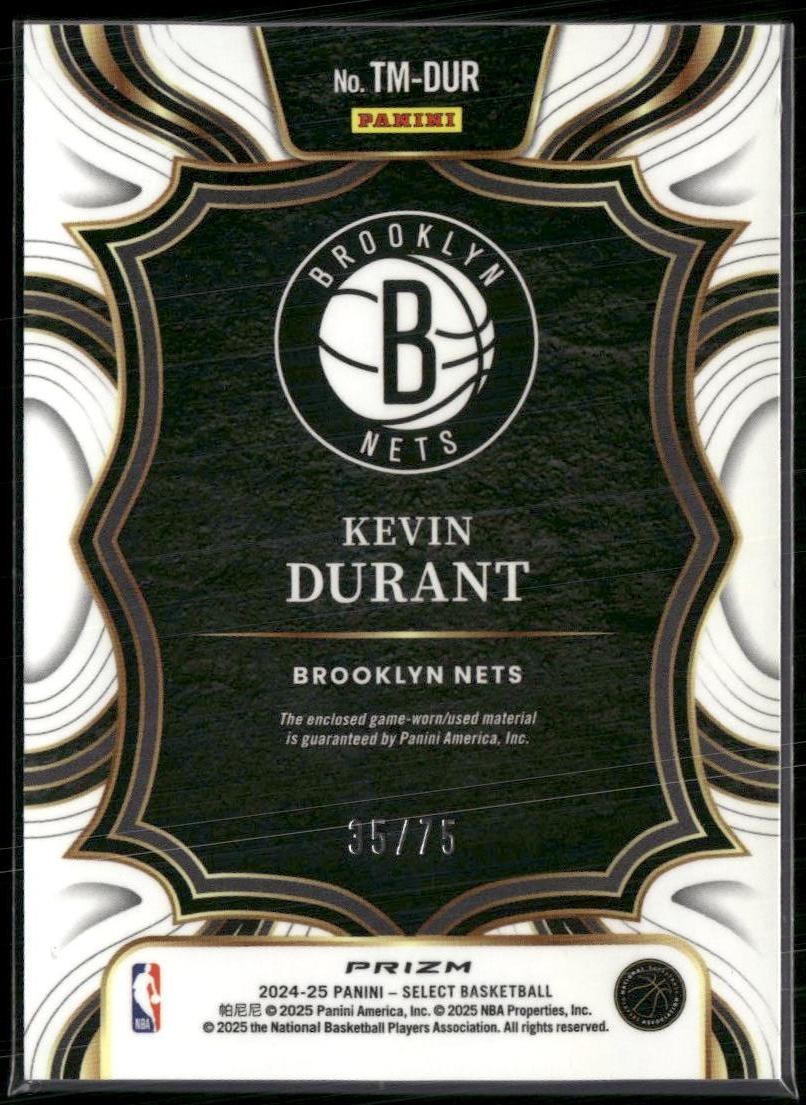 2024-25 Panini Select Kevin Durant Throwback Memorabilia Blue /75