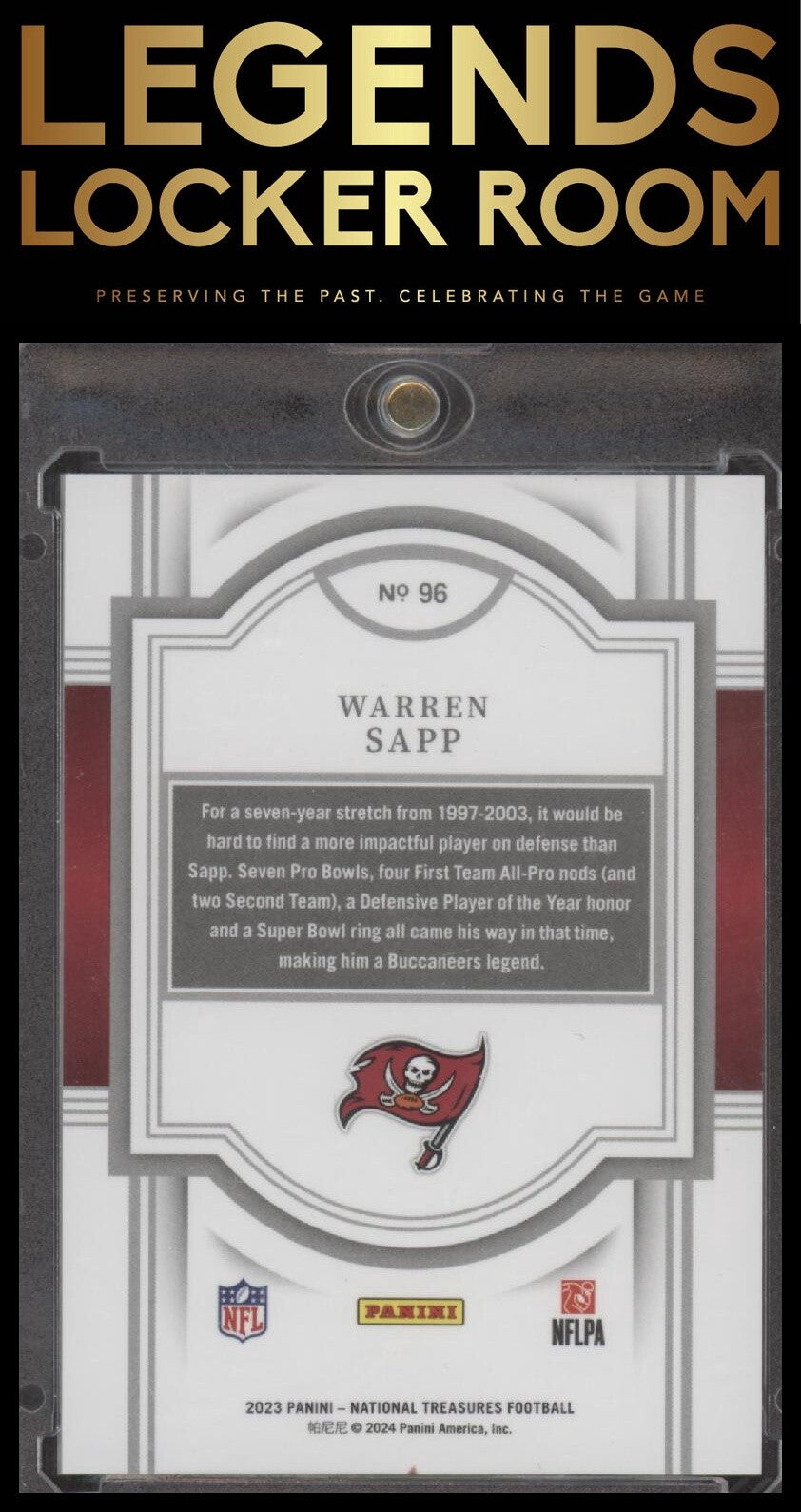 2023 Panini National Treasures #96 Warren Sapp Jersey Number Red #/99