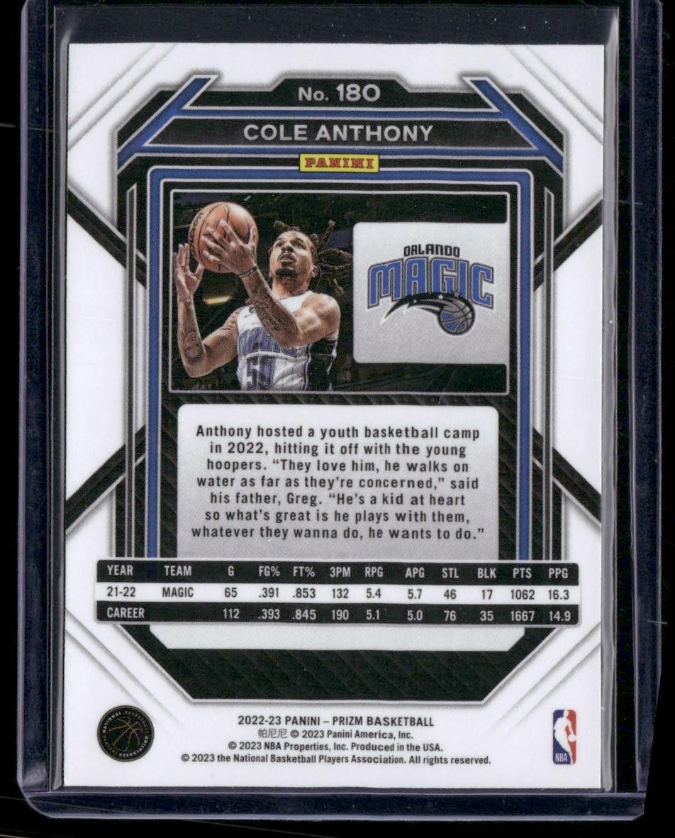 2022-23 Panini Prizm #180 Cole Anthony
