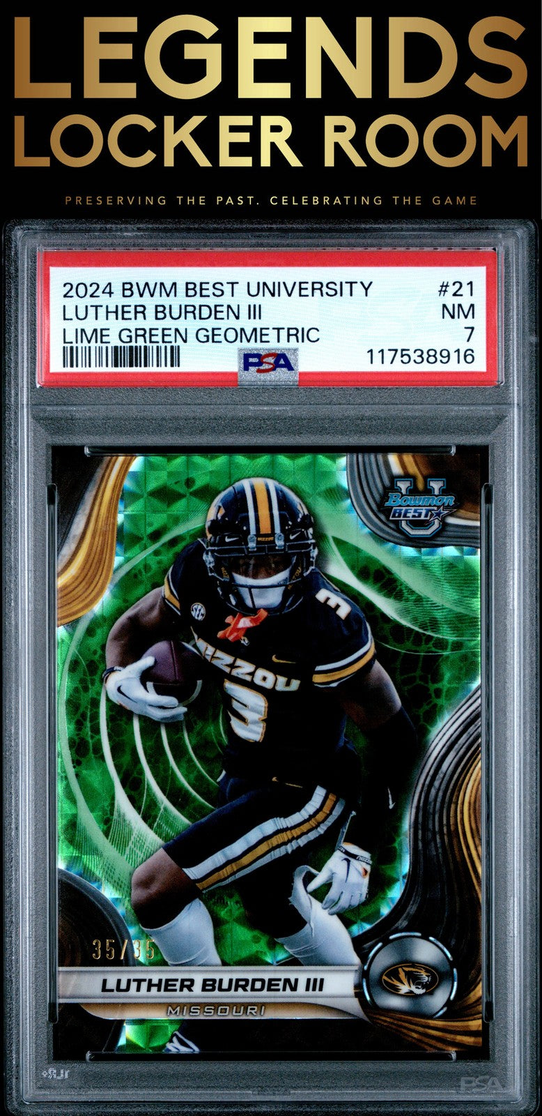 2024 Bowman Best University #21 Luther Burden Iii Lime Green Geometric PSA 7