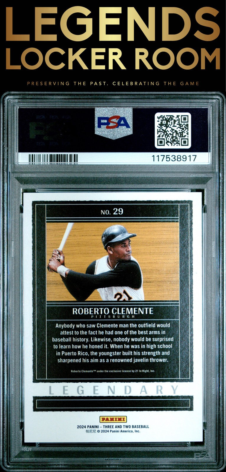 2024 Panini Three And Two Legendary Roberto Clemente Legendary-Holo Gold PSA 9