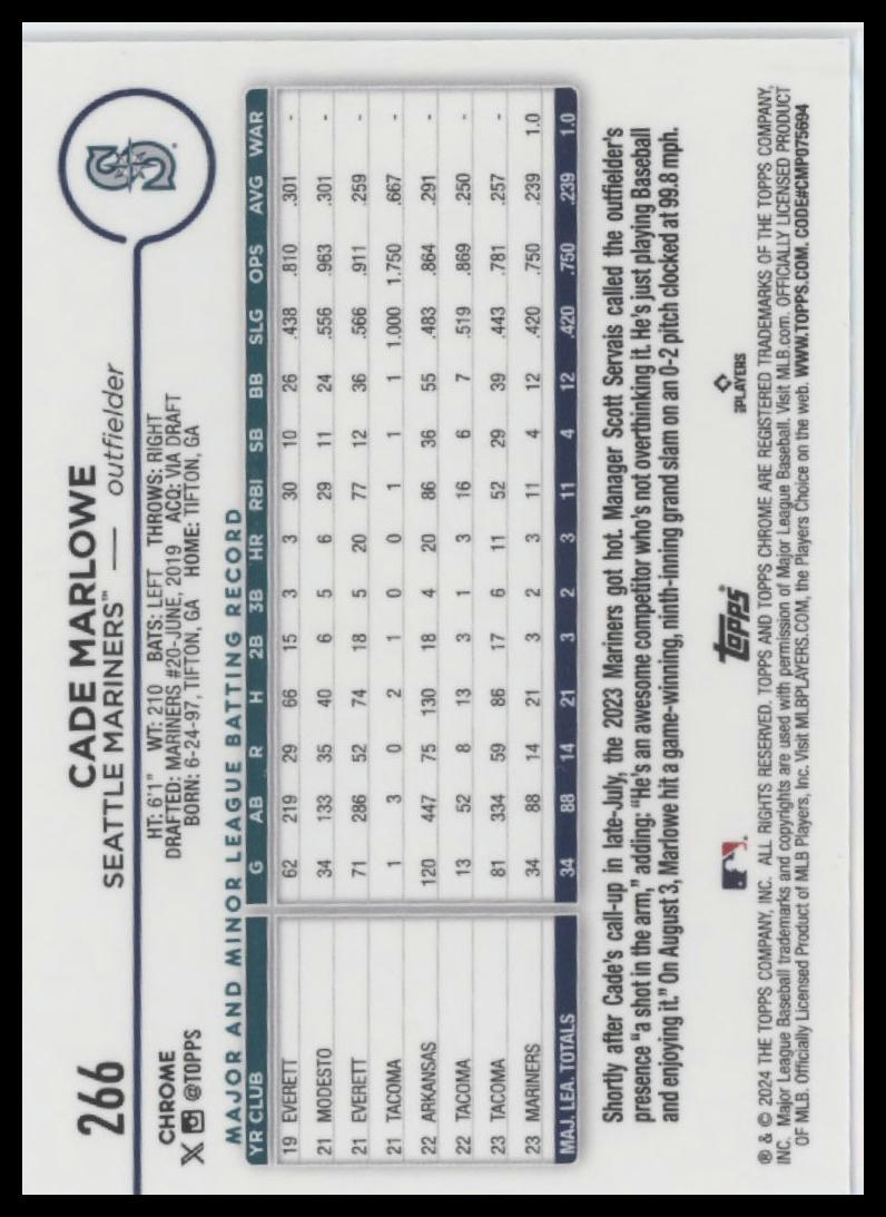 2024 Topps Chrome #266 Cade Marlowe