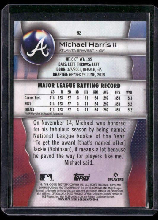 2023 Bowman Platinum #92 Michael Harris II