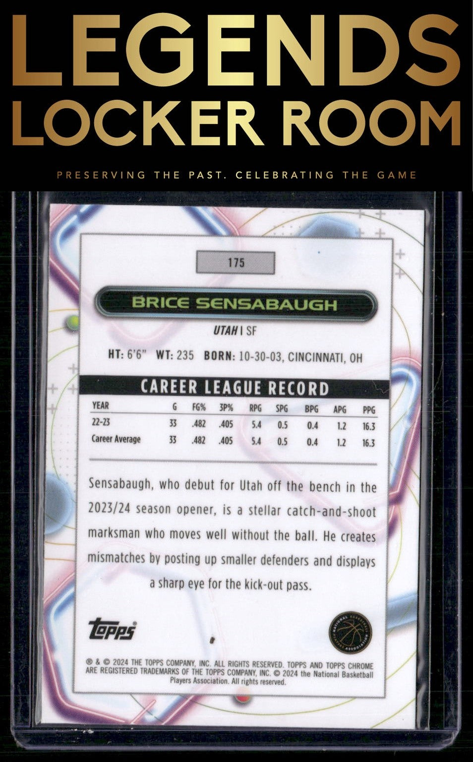 2023-24 Topps Chrome Cosmic #175 Brice Sensabaugh