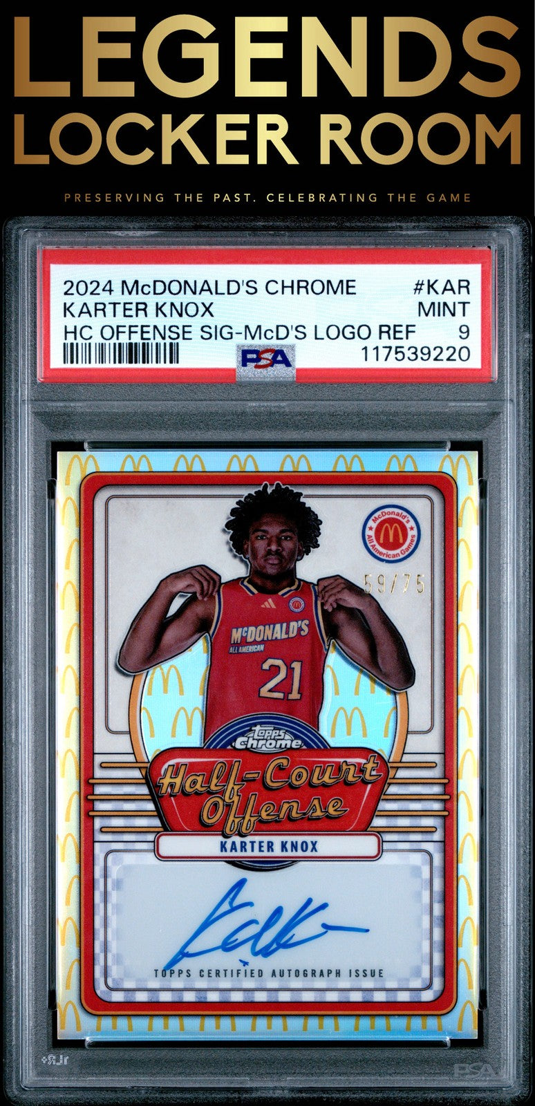 2024 Topps Chrome Mcdonald's All American Half-Court Auto Karter Knox PSA 9