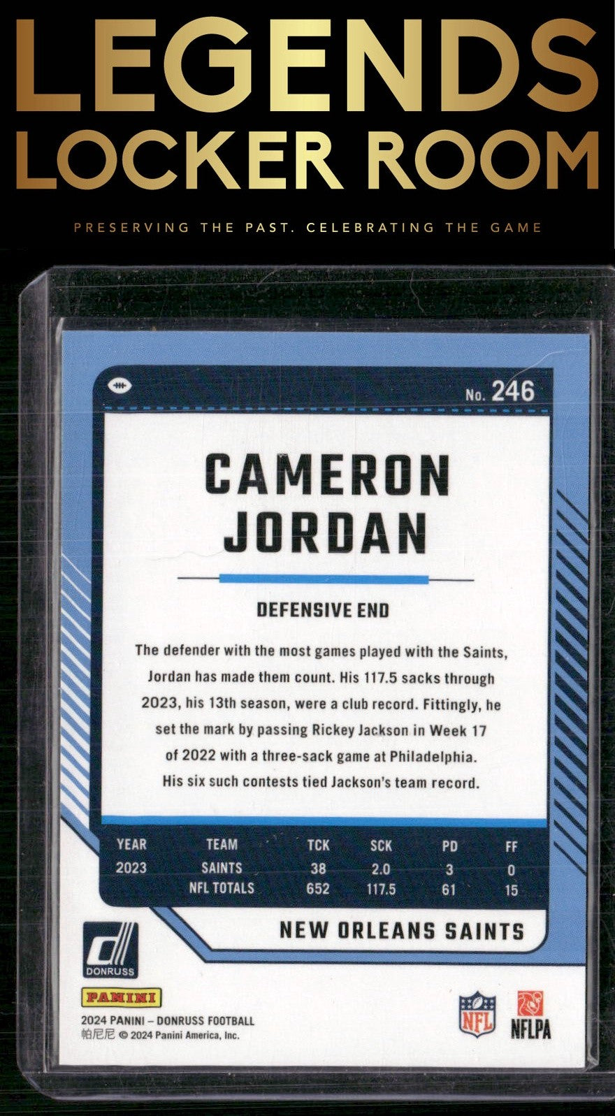2024 Donruss #246 Cameron Jordan Jersey Number #/94