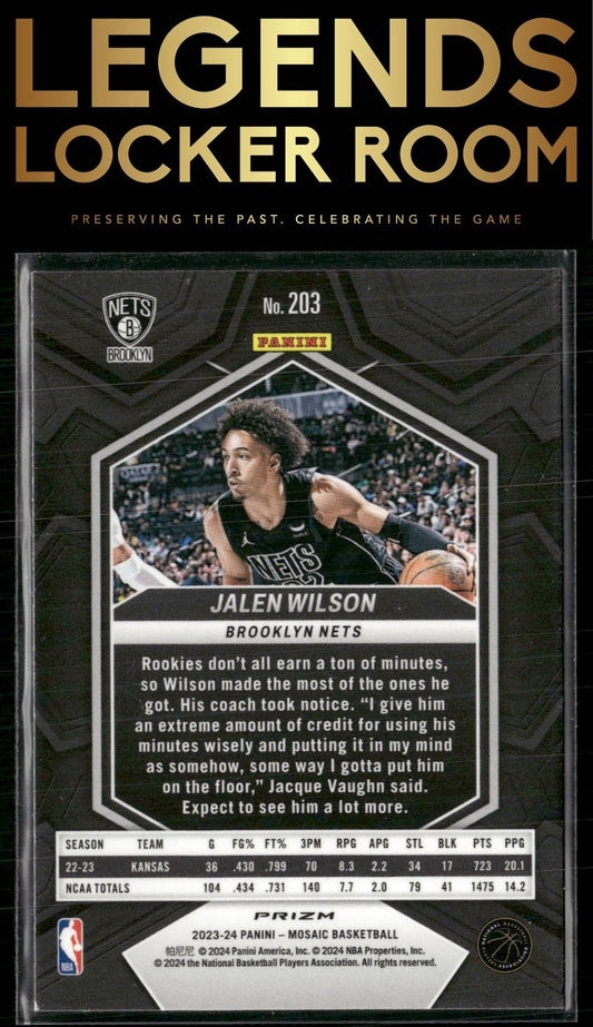 2023-24 Panini Mosaic #203 Jalen Wilson Silver