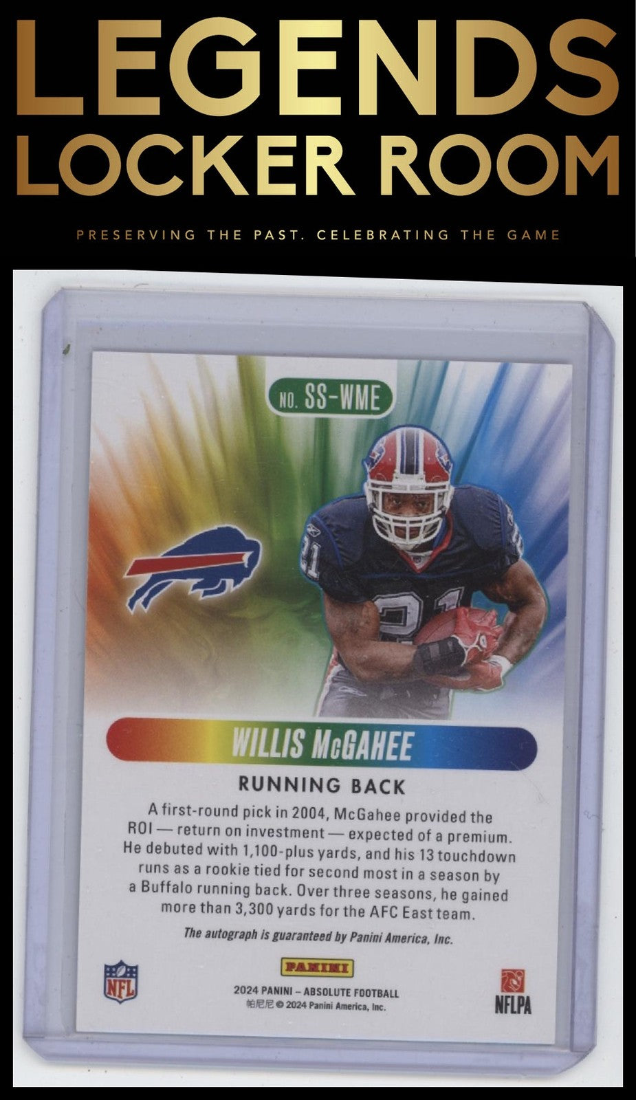 2024 Panini Absolute #SS-WME Willis McGahee Spectrum Signatures Green #/25