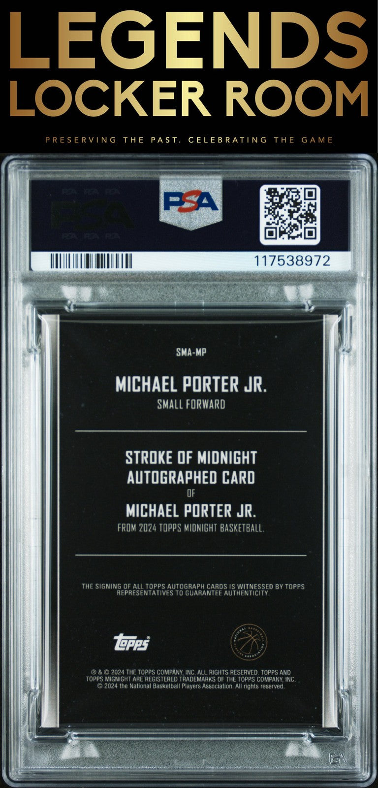 2023 Topps Midnight Stroke Of Midnight Auto Michael Porter Jr. Moon Bm PSA 9