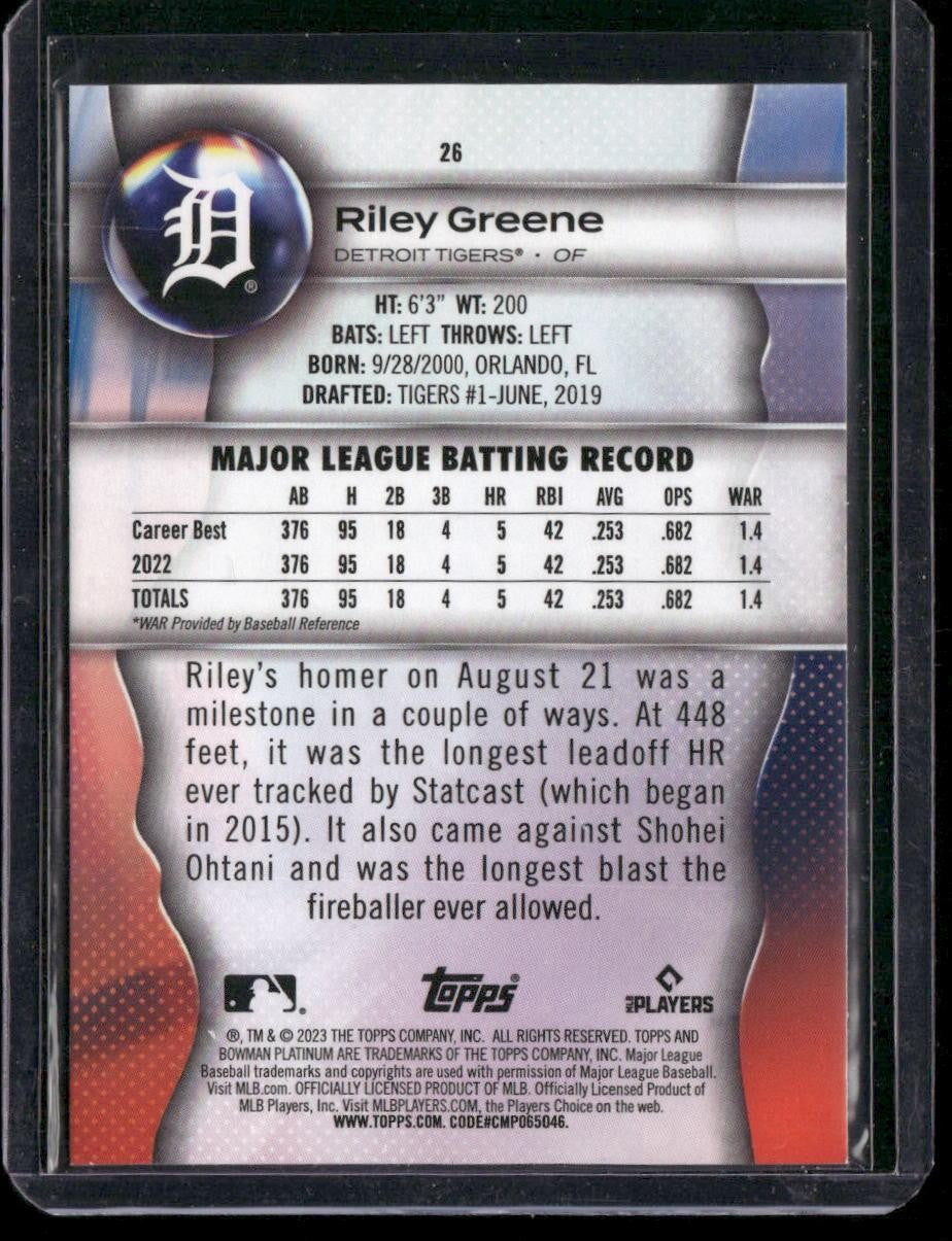2023 Bowman Platinum #26 Riley Greene