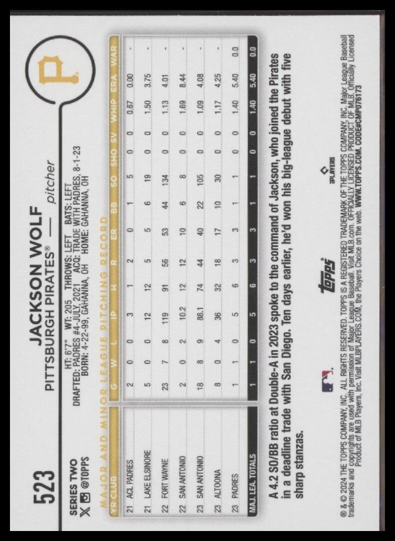 2024 Topps #523 Jackson Wolf