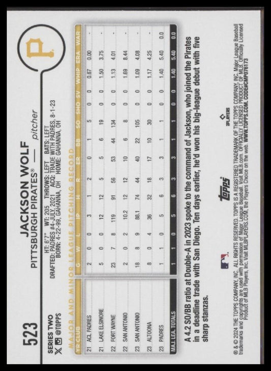 2024 Topps #523 Jackson Wolf