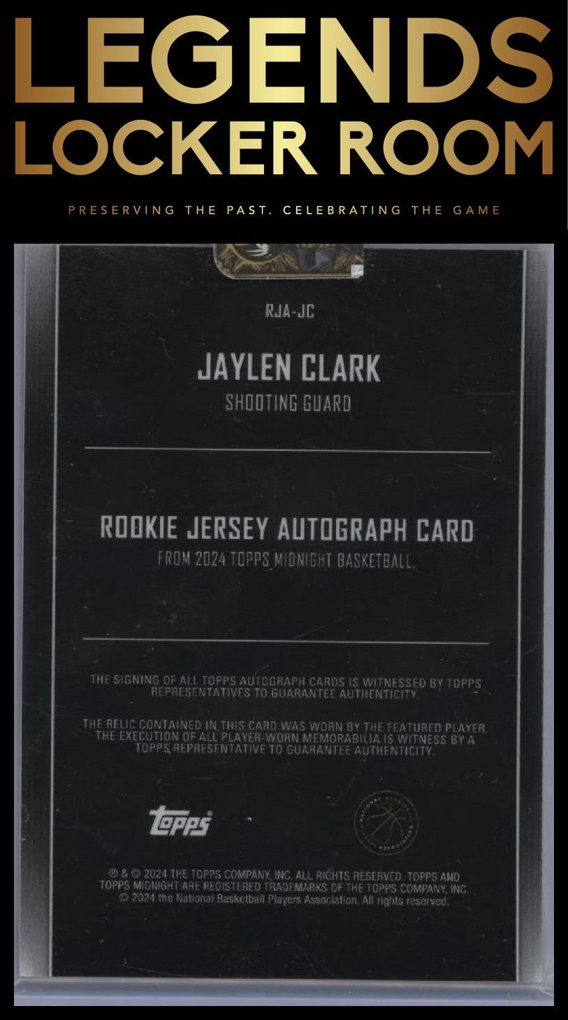 2023-24 Topps Midnight #RJA-JC Jaylen Clark Rookie Jersey Auto Twilight /199
