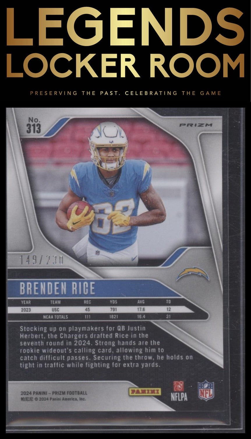 2024 Panini Prizm #313 Brenden Rice Blue Wave #/230