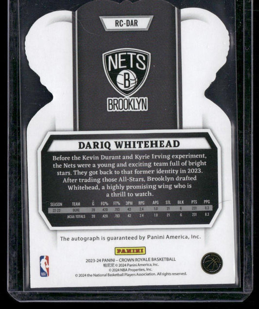 2023-24 Panini Crown Royale Dariq Whitehead Rookie Crown Auto Red #/35