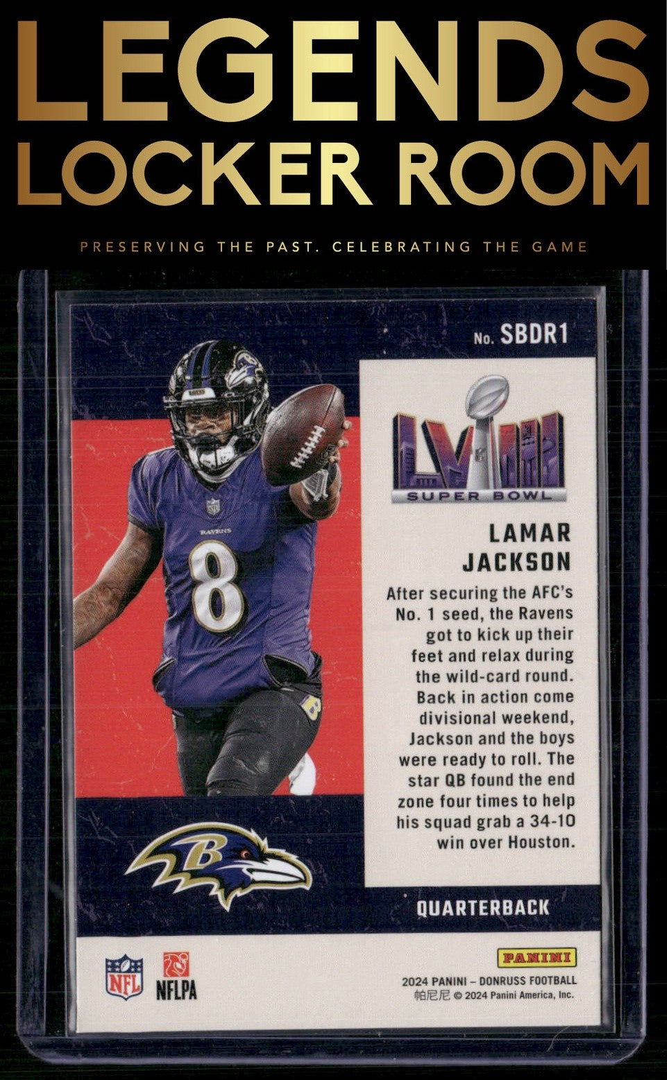 2024 Donruss #SBDR1 Lamar Jackson Road to the Super Bowl Divisional Round
