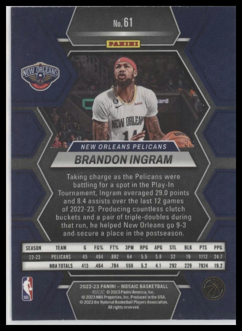 2022-23 Panini Mosaic #61 Brandon Ingram