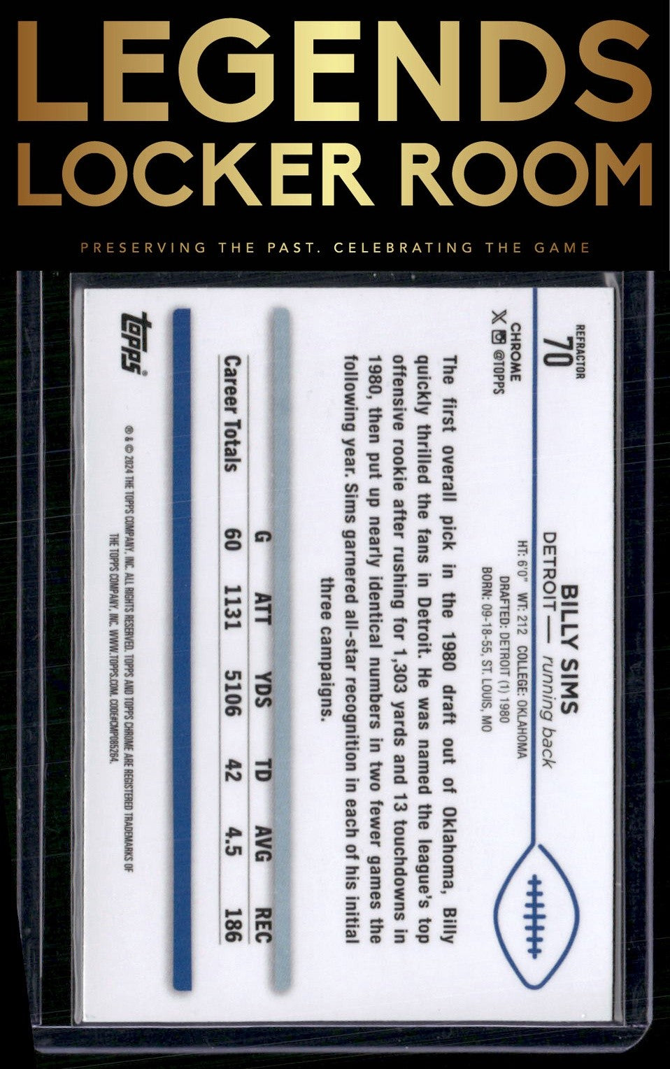 2024 Topps Chrome #70 Billy Sims Refractor