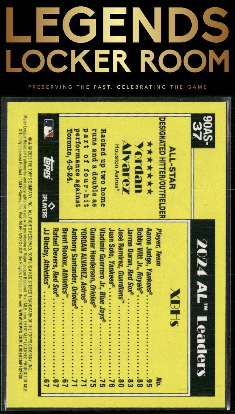 2025 Topps Yordan Alvarez 1990 Topps Baseball 35th Anniversary All-Stars