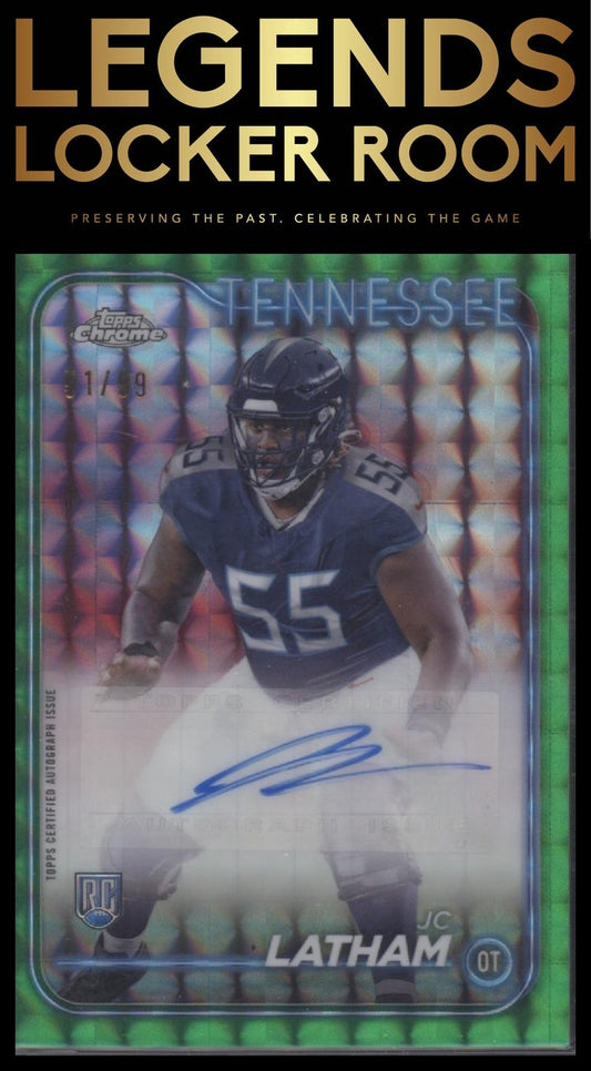 2024 Topps Chrome JC Latham Rookie Auto Green Geometric Refractor /99
