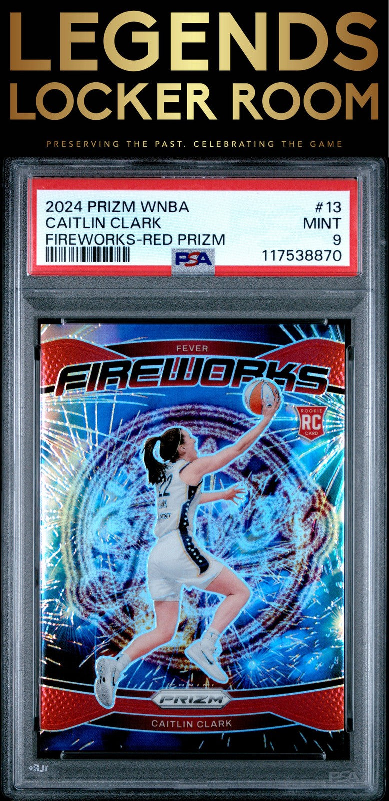 2024 Panini Prizm Wnba Fireworks #13 Caitlin Clark Fireworks-Red Prizm PSA 9