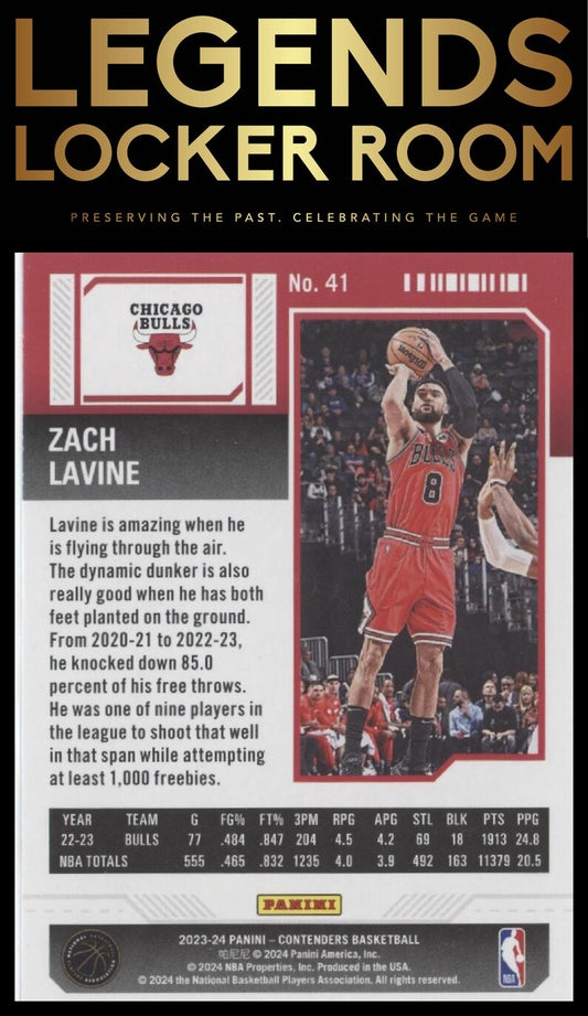 2023-24 Panini Contenders #41 Zach LaVine Season Ticket Retail