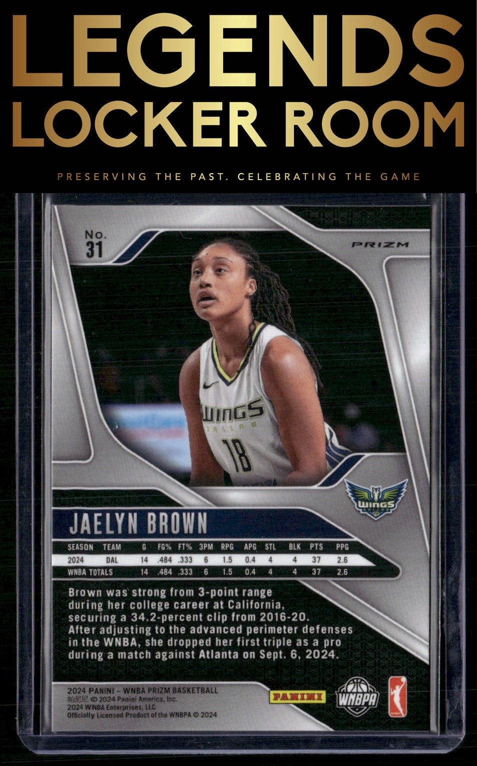 2024 Panini Prizm WNBA #31 Jaelyn Brown Silver Prizms