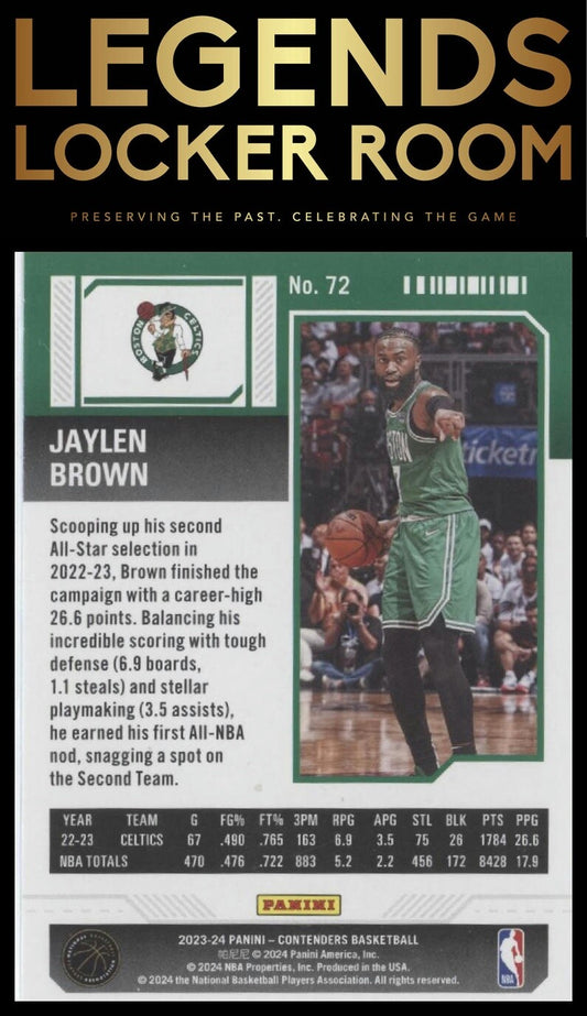 2023-24 Panini Contenders #72 Jaylen Brown Season Ticket Retail