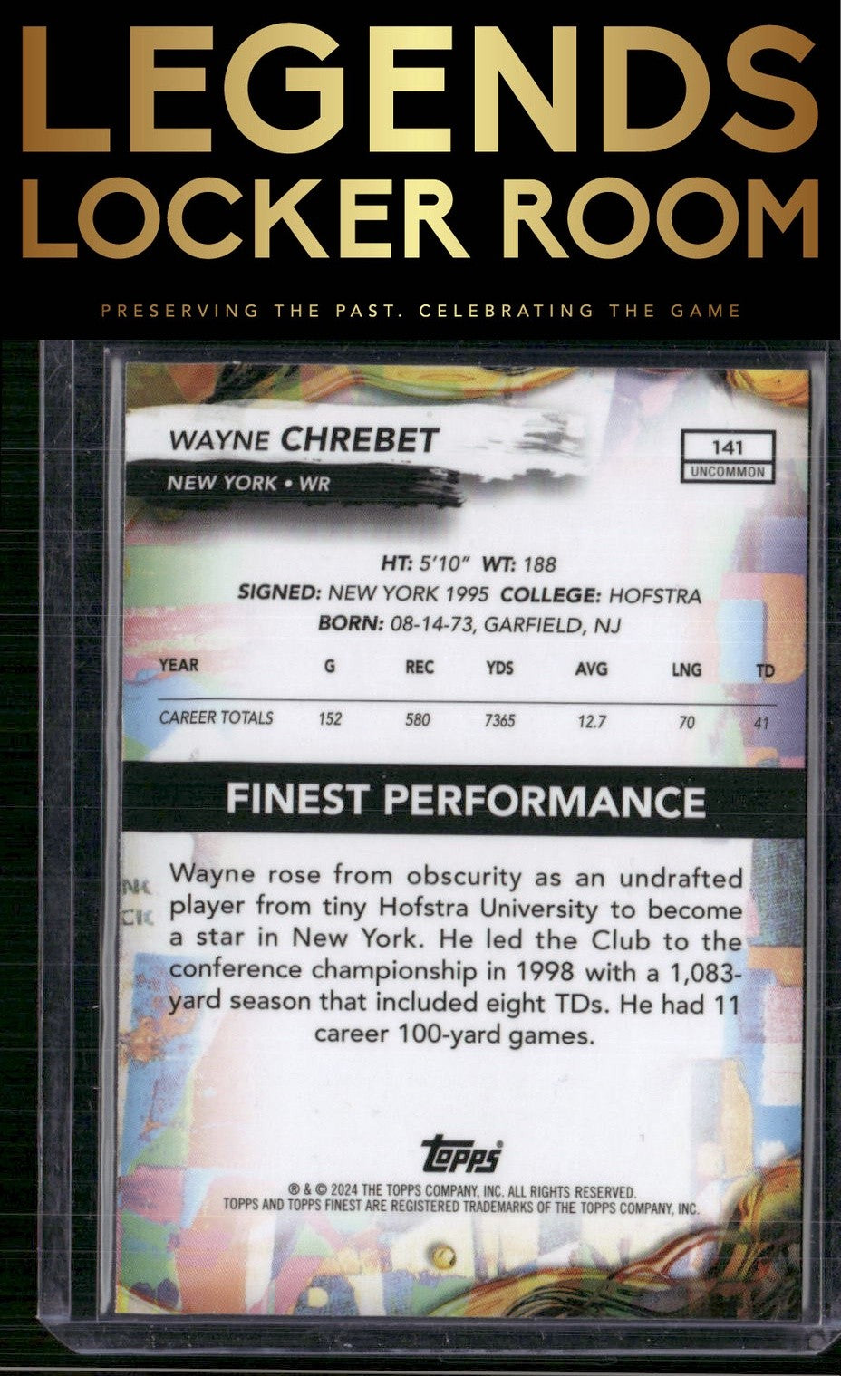 2024 Finest #141 Wayne Chrebet Blue Refractor #/150