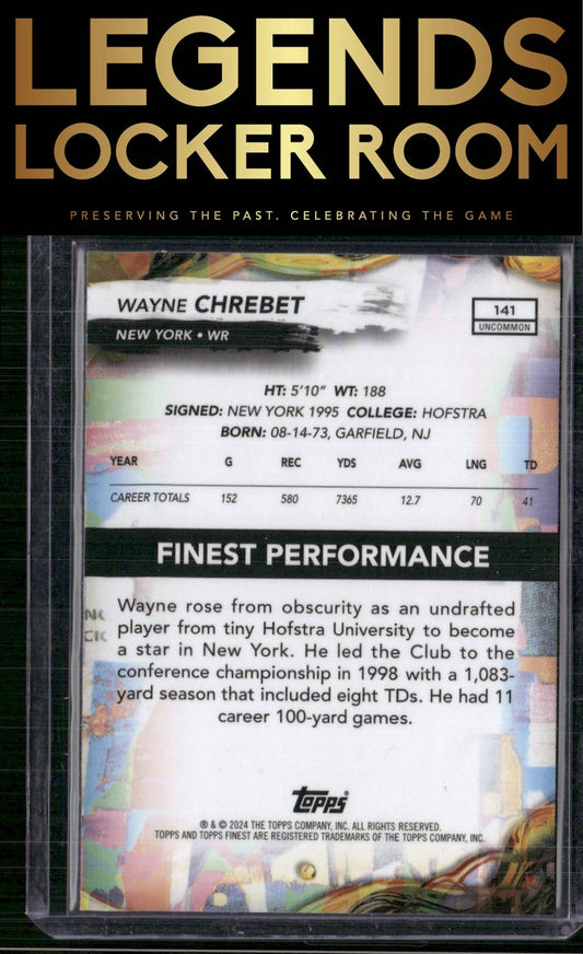 2024 Finest #141 Wayne Chrebet Blue Refractor #/150