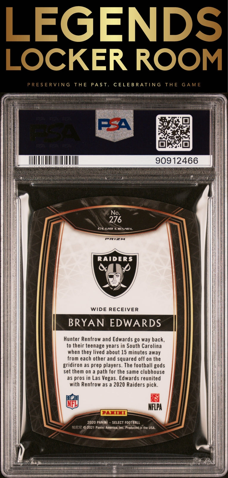 2020 Panini Select #276 Bryan Edwards Die-Cut Neon Green Prizm PSA 8