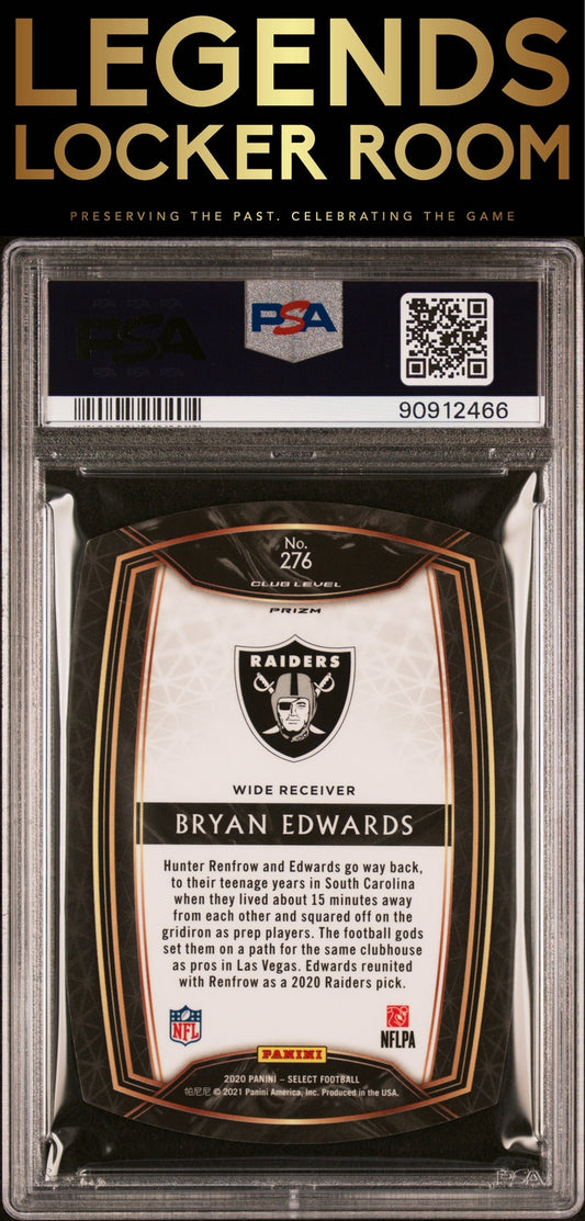 2020 Panini Select #276 Bryan Edwards Die-Cut Neon Green Prizm PSA 8