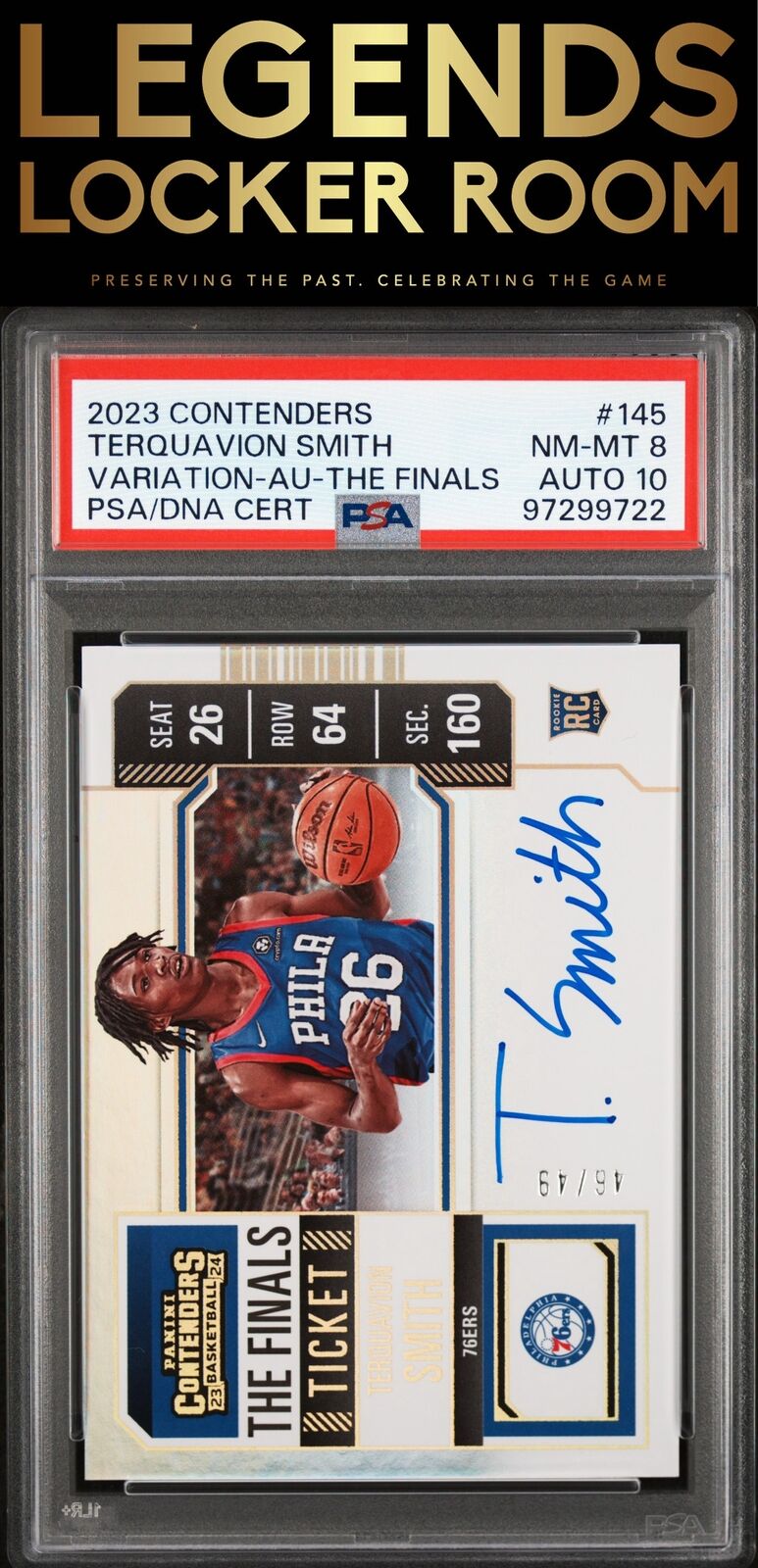 2023 Panini Contenders #145 Terquavion Smith Variation-Au-The Finals PSA 8