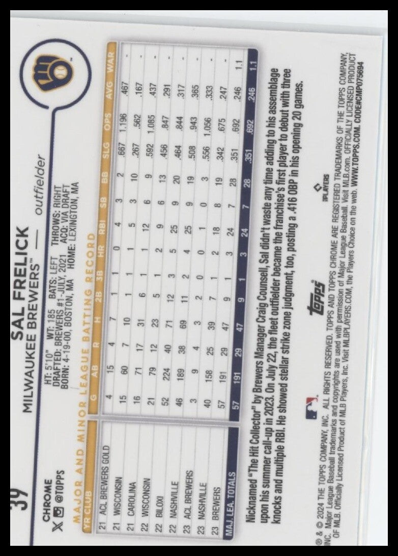 2024 Topps Chrome #39 Sal Frelick
