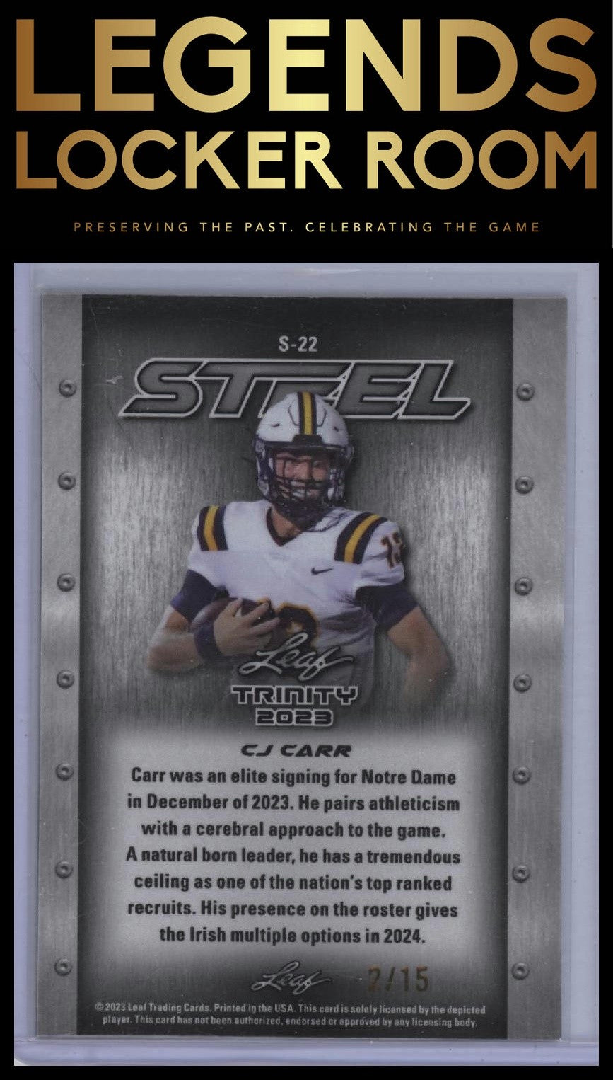 2023 Leaf Trinity - Steel Orange Lava #S-22 CJ Carr #/15