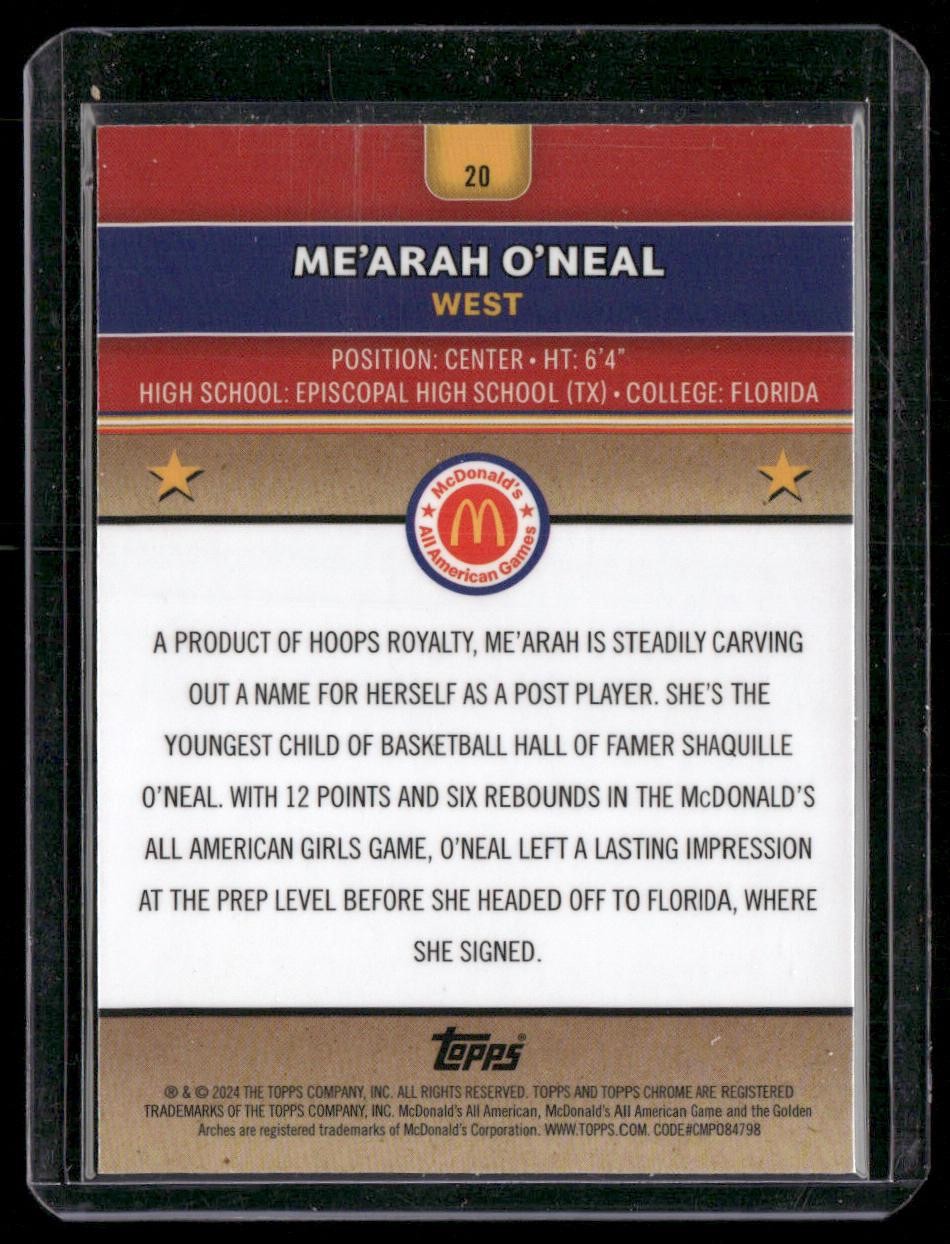 2024 Topps Chrome McDonald's All-American Me’Arah O’Neal Aqua RayWave /199