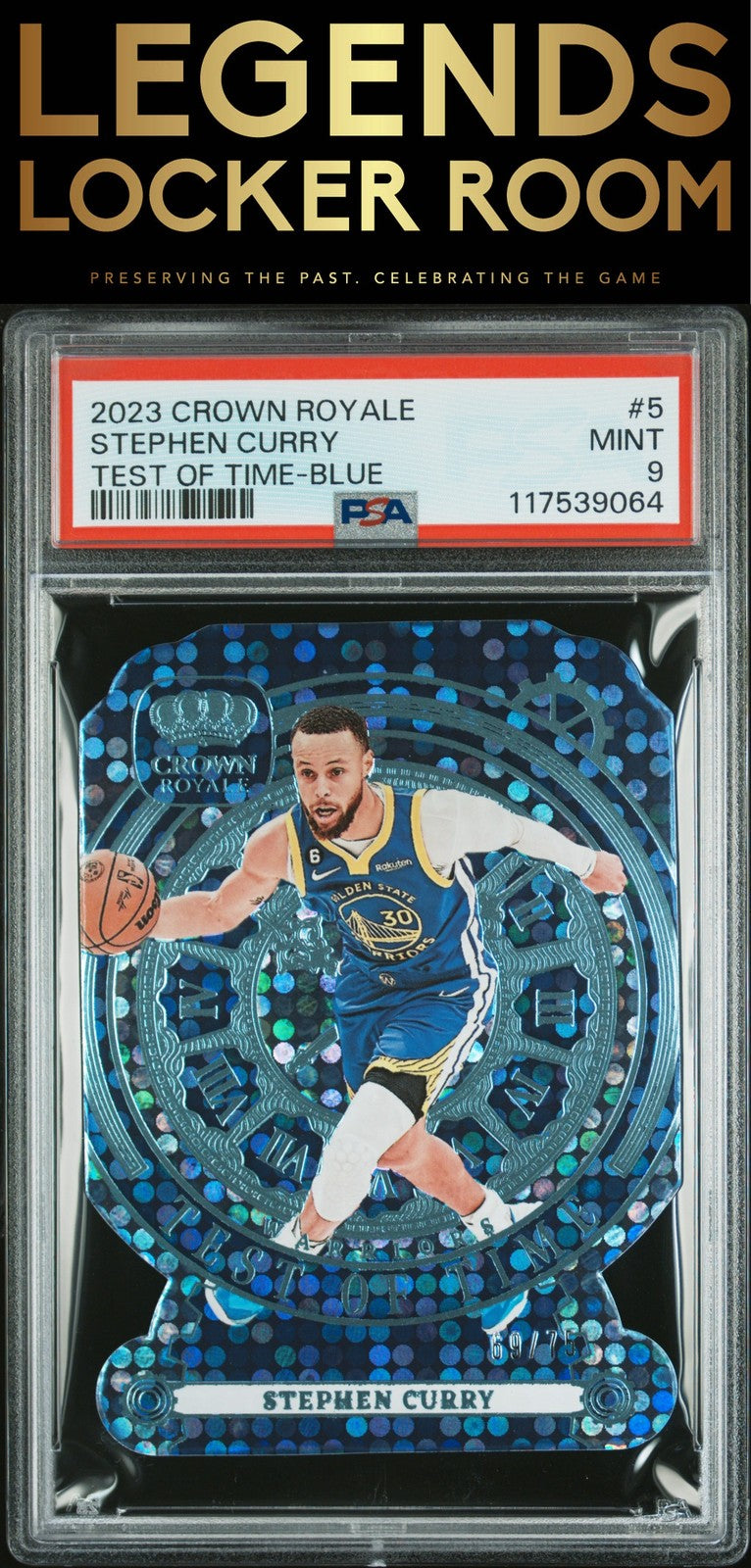 2023 Panini Crown Royale Test Of Time #5 Stephen Curry Test Of Time-Blue PSA 9