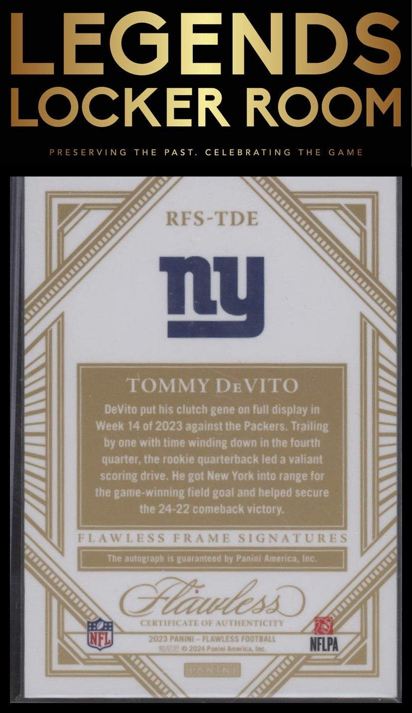 2023 Panini Flawless #RFS-TDE Tommy DeVito Rookie Frame Signatures Ruby #/15