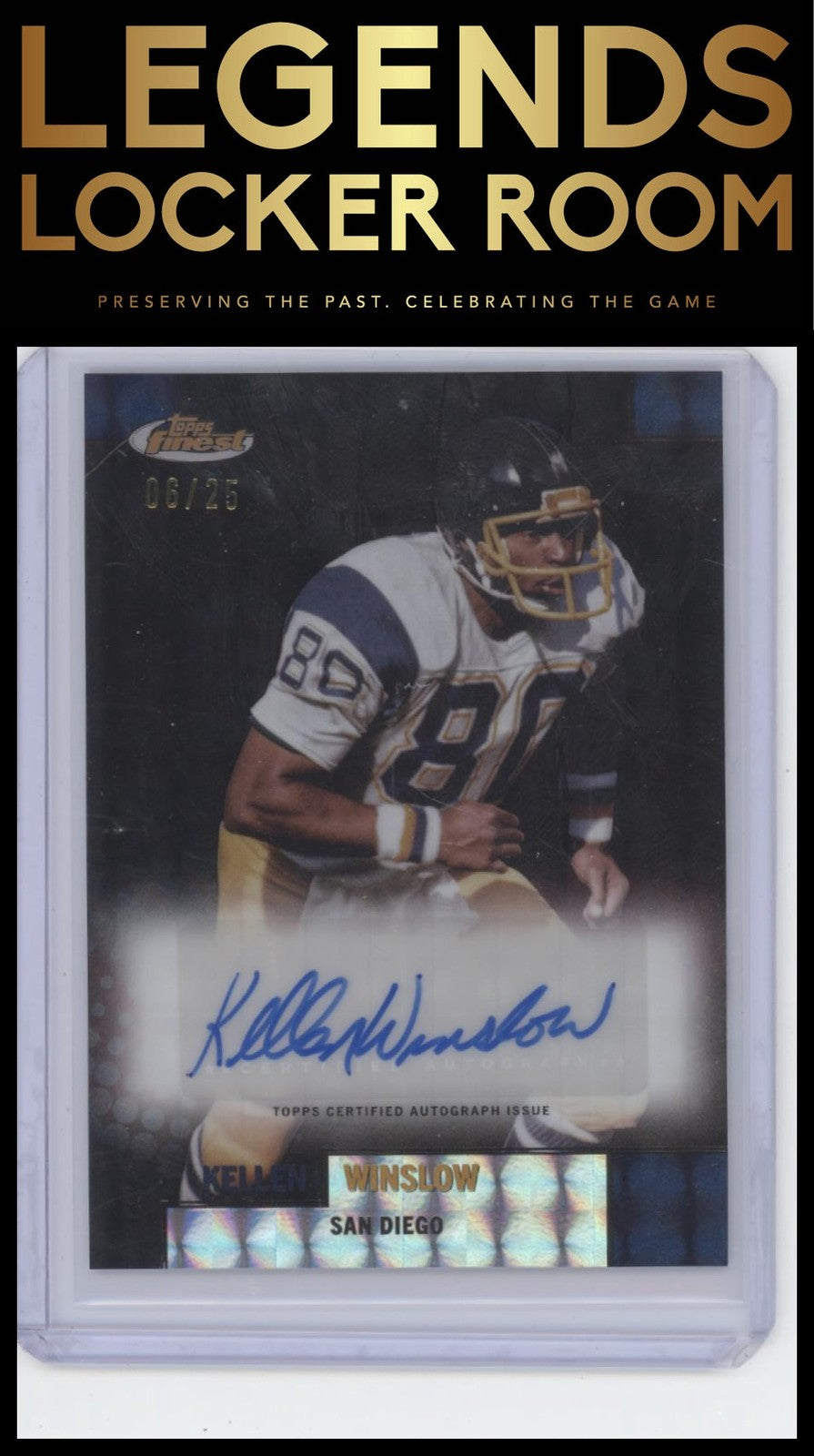 2024 Finest #FBA-KW Kellen Winslow Flashback Autographs Black Refractor #/25