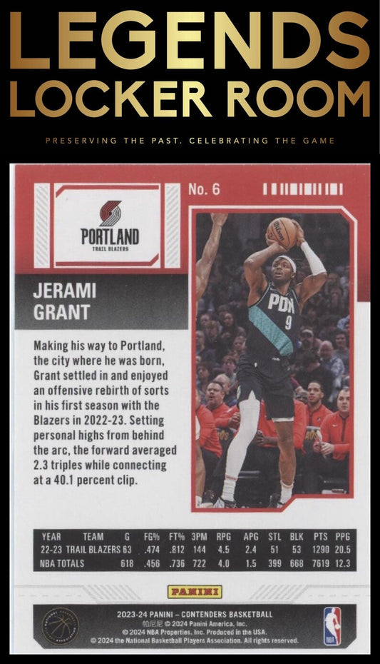 2023-24 Panini Contenders #6 Jerami Grant Game Ticket Bronze